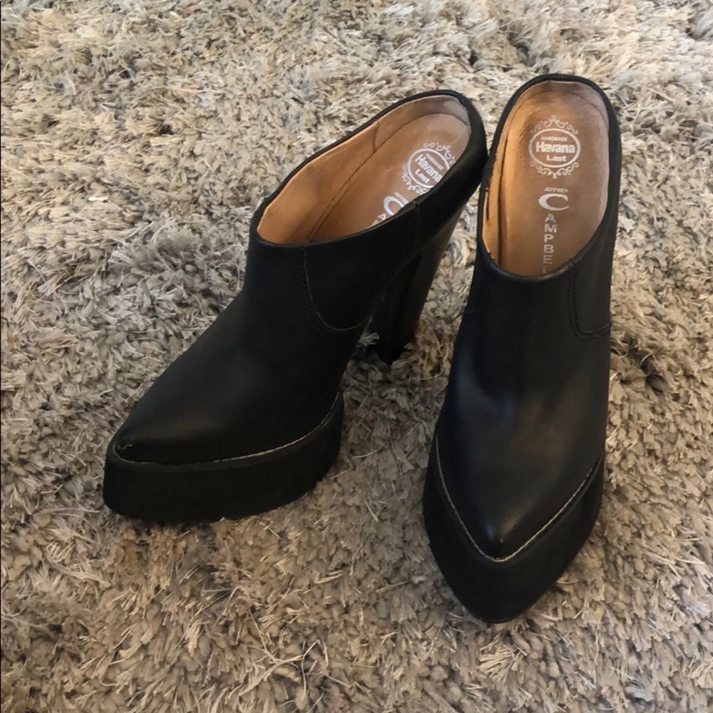 Jeffrey Campbell platform heeled mules